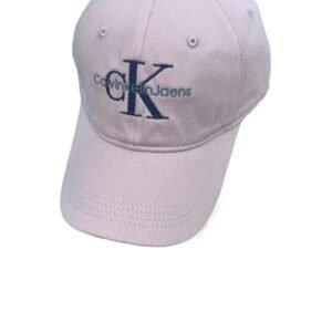 A pink baseball cap with CK letter embroidery.