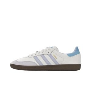Adidas retro-style white and blue sports shoes