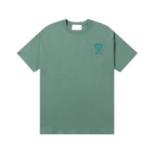 AMI Green T-shirt with Loving Embroidery Style