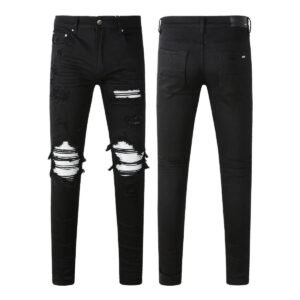 AMI Hole-Punched Trendy Black Jeans