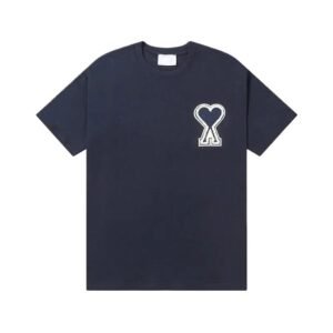 AMI Love Embroidery Style Dark Blue T-shirt