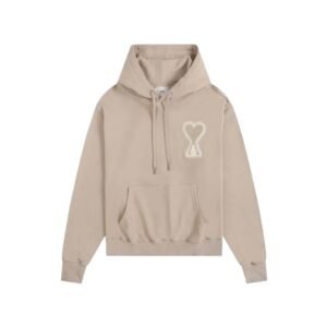 AMI Love Heart Pattern Beige Hoodie