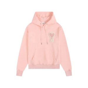 AMI Love Heart Pattern Pink Hoodie
