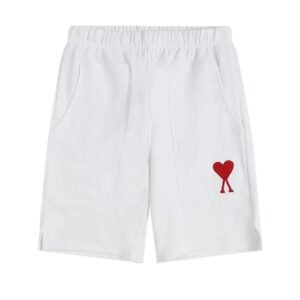 AMI Love Heart Pattern White Shorts