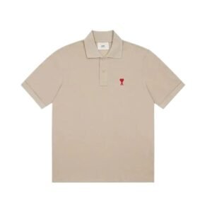 AMI Love Simple Style Khaki Polo Shirt