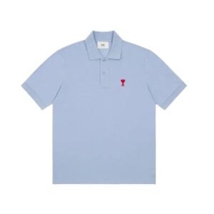 AMI Love Simple Style Light Blue Polo Shirt