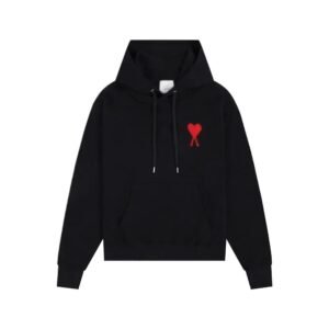AMI Loving Heart Embroidery Trendy Black Sweatshirt