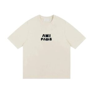 AMI Paris Minimalist Style Beige T-shirt