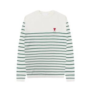AMI Stripe Minimalist Style White Sweater
