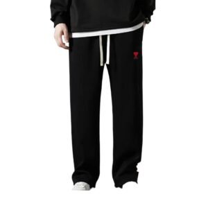 AMI&Easy Winter Fleece-Lined Black Sweatpants