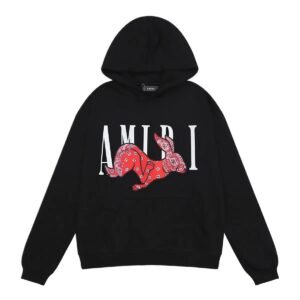 AMIRI Black Hoodie with Bunny Print Style