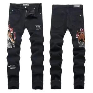 AMIRI Black Jeans with Tiger Embroidery