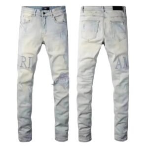AMIRI Distressed Trendy Light Gray Jeans