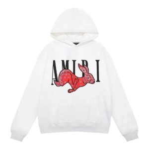AMIRI Rabbit Print Trendy Brand White Sweatshirt