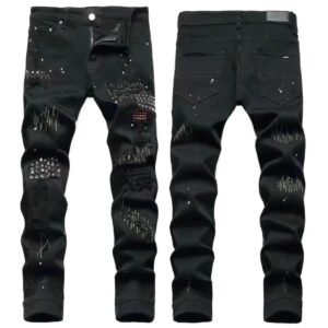 AMIRI's trendy and cool black jeans with holes.