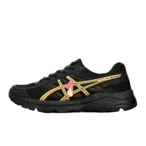 ASICS retro black and gold sports shoes