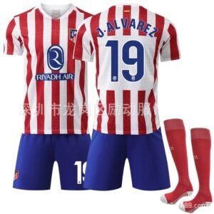 Atletico Madrid striped sports red and blue jersey
