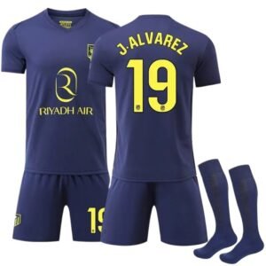 Atletico Madrid's No. 19 dark blue team uniform