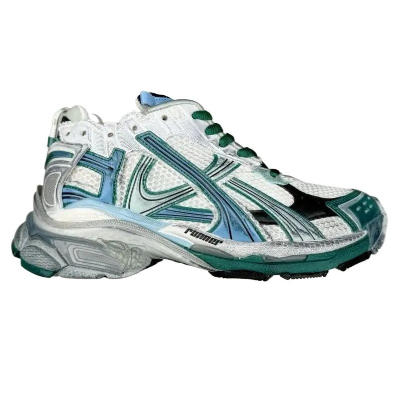 Balenciaga Retro White and Green Sneakers