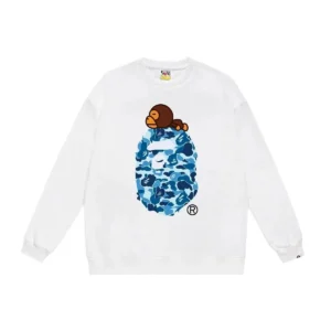 Bape Ape Camouflage Style White Sweatshirt