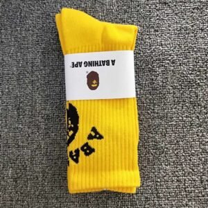 Bape Ape Head Trendy Cool Yellow Socks