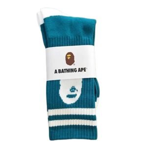 Bape Ape Head Trendy Socks in Blue and White Style
