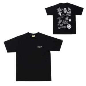 Bape black trendy and cool printed T-shirt