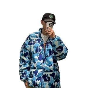 Bape camouflage style blue and white down jacket