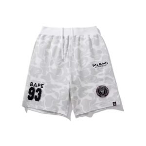 Bape camouflage-style white shorts