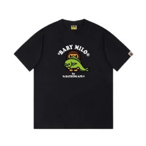 Bape cartoon - printed black T - shirt