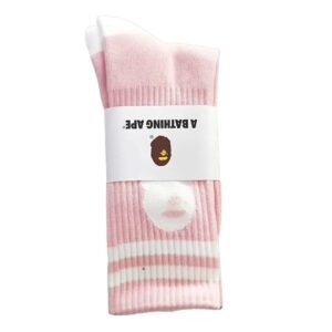 Bape cartoon striped pink socks