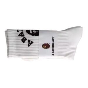 Bape classic black and white trendy socks