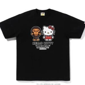Bape Co-branded Cartoon Style Black T-shirt