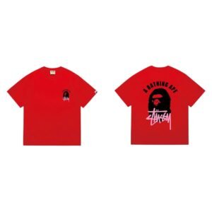 Bape Co-branded Trendy Red T-shirt