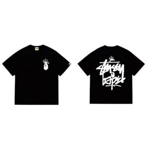 Bape Crown Graffiti Style Black T - Shirt