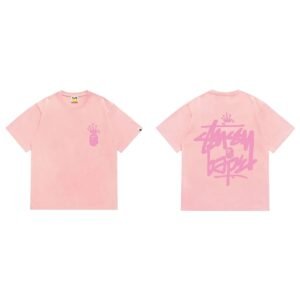 Bape Crown Graffiti Style Pink T-shirt