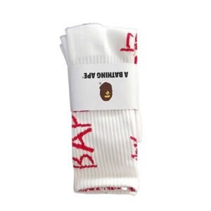 Bape letter print style white socks
