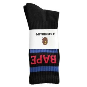 Bape letter stripe style black socks