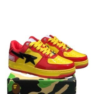 Bape Marvel Co-branded Red and Yellow Sports Shoes