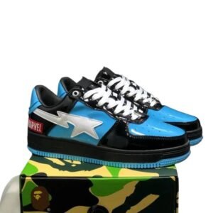 Bape Marvel Co-branded Wind Blue and Black Shoes