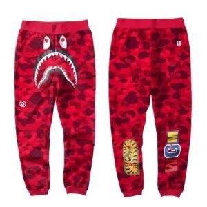 Bape Shark Camouflage Style Red Pants