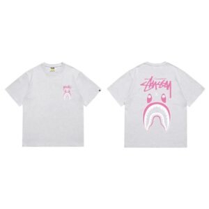 Bape Shark Trendy Brand Light Gray T-shirt