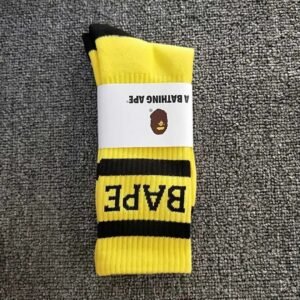 Bape striped trendy cool yellow and black socks
