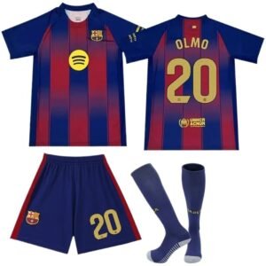 Bar_a's red and blue striped football jersey set