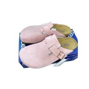BIRKENSTOCK pink retro-style slippers