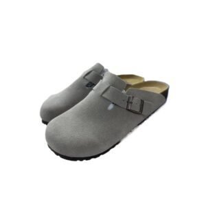 BIRKENSTOCK retro - style light gray wooden clogs