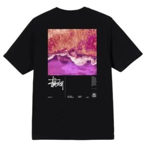 Black T-shirt with Stussy wave print