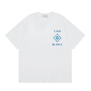 Casablanca Blue and White Printed Short-sleeve T-shirt
