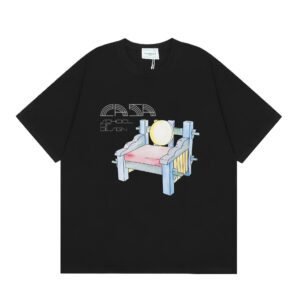 Casablanca Preppy Style Printed Black T-shirt