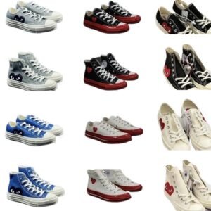 CDG Love Retro-style Shoes (Black/White/Blue)
